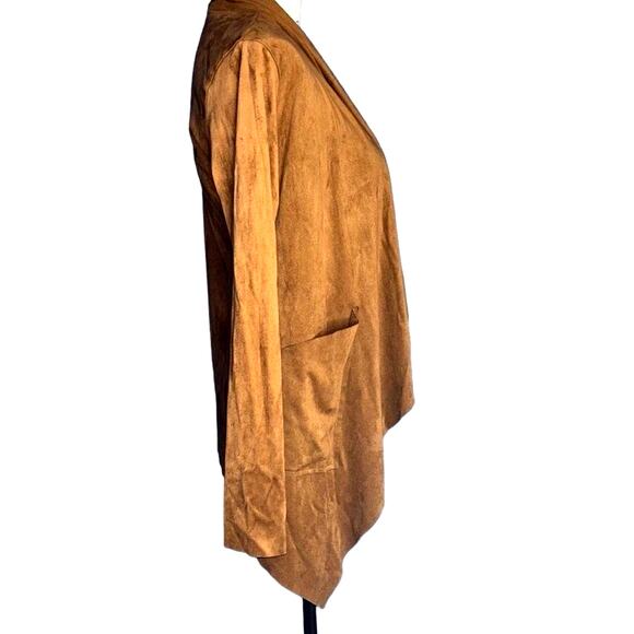 Kendall + Kylie cognac draped faux suede shrug small - Picture 2 of 5